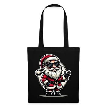 Weihnachtsmann mit Sonnenbrille Xmas Kostüm - Stoffbeutel - Schwarz - Vorne