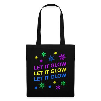 Let it Glow Bunte Schneeflocken Festlich - Stoffbeutel - Schwarz - Vorne