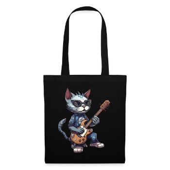 Cat Musician Guitarist Guitar Music Lover Cat - Stoffbeutel - Schwarz - Vorne