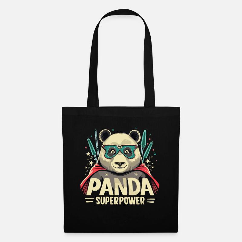Panda Superheld - Stoffbeutel - Schwarz