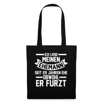 Ehe Samthochzeit 29 Jahre Verheiratet Hochzeitstag - Stoffbeutel - Schwarz - Vorne