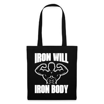 Iron Will Iron Body Weightlifting Workout Exercise - Stoffbeutel - Schwarz - Vorne