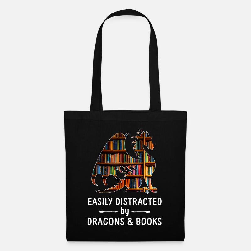 Awesome Dragons - Leicht von Drachen abgelenkt - Stoffbeutel - Schwarz