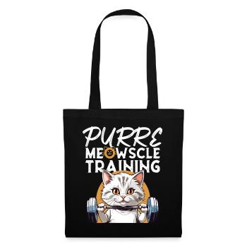 Cat Weight Training Fun "Purre Meowscle Training" - Tote Bag - black - Front