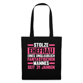 Ehe Lindenhochzeit 31 Jahre Verheiratet Hochzeitst - Stoffbeutel - Schwarz - Vorne