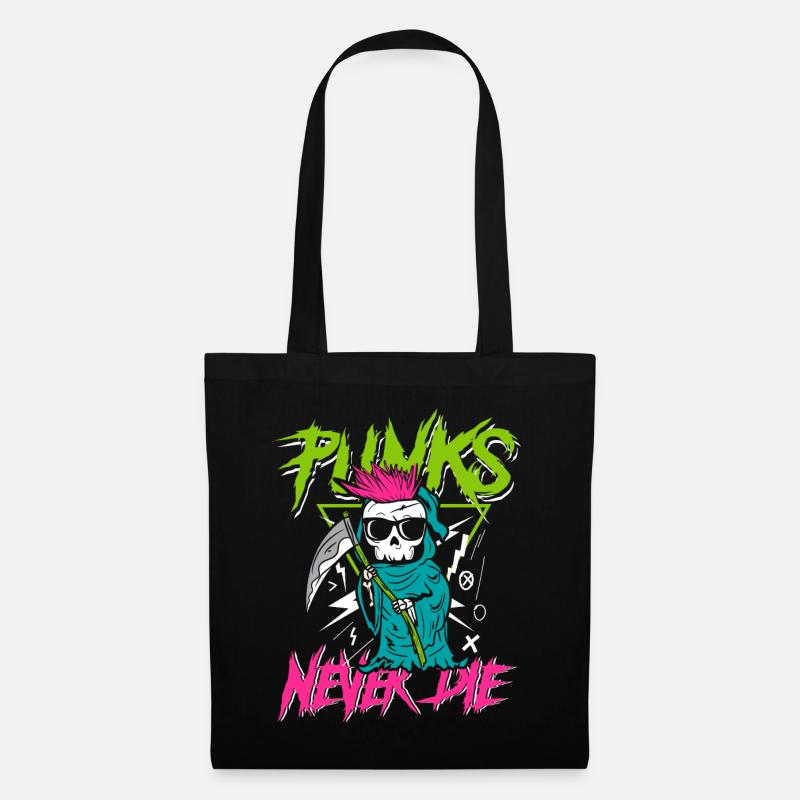 Punks sterben nie | Anti-Establishment-Schädel - Stoffbeutel - Schwarz