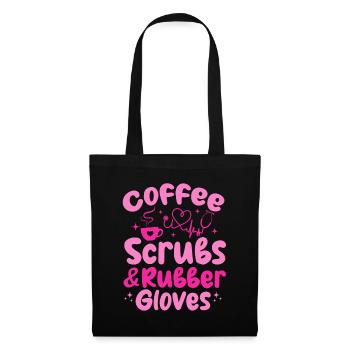 Coffee Scrubs & Rubber Gloves - Nursing Registered - Tote Bag - black - Front