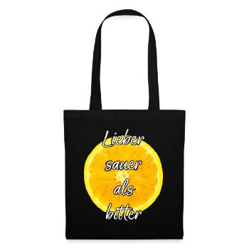 Zitrone Citrus Sauer Tropisch Früchte Sommerfrucht - Stoffbeutel - Schwarz - Vorne