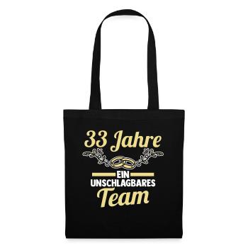 Ehe Zinnhochzeit 33 Jahre Verheiratet Hochzeitstag - Stoffbeutel - Schwarz - Vorne