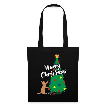 Katzenspaß Weihnachtsbaum Festlicher Schabernack - Stoffbeutel - Schwarz - Vorne