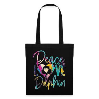 Dolphin Peace Love Dolphin - Stoffbeutel - Schwarz - Vorne