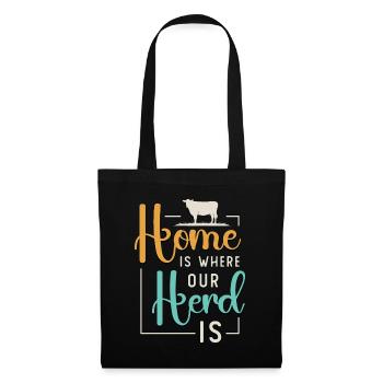La maison d’élevage de bétail est l’endroit où notre troupeau est fermier - Sac en tissu - noir - Devant
