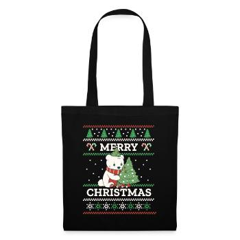 Ugly Christmas Sweater Cute Polar Bear - Tote Bag - black - Front