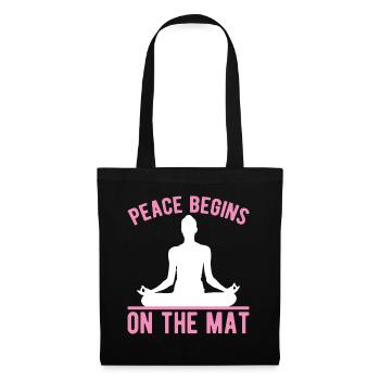 Peace Begins On The Mat Spiritual Yoga Meditation - Stoffbeutel - Schwarz - Vorne