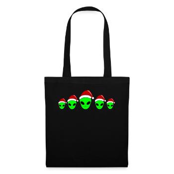 Alien Weihnachten Grüne Mütze Lustiges Geschenk - Stoffbeutel - Schwarz - Vorne