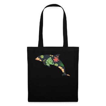 Dolphin Tropical Flower Floral - Tote Bag - black - Front