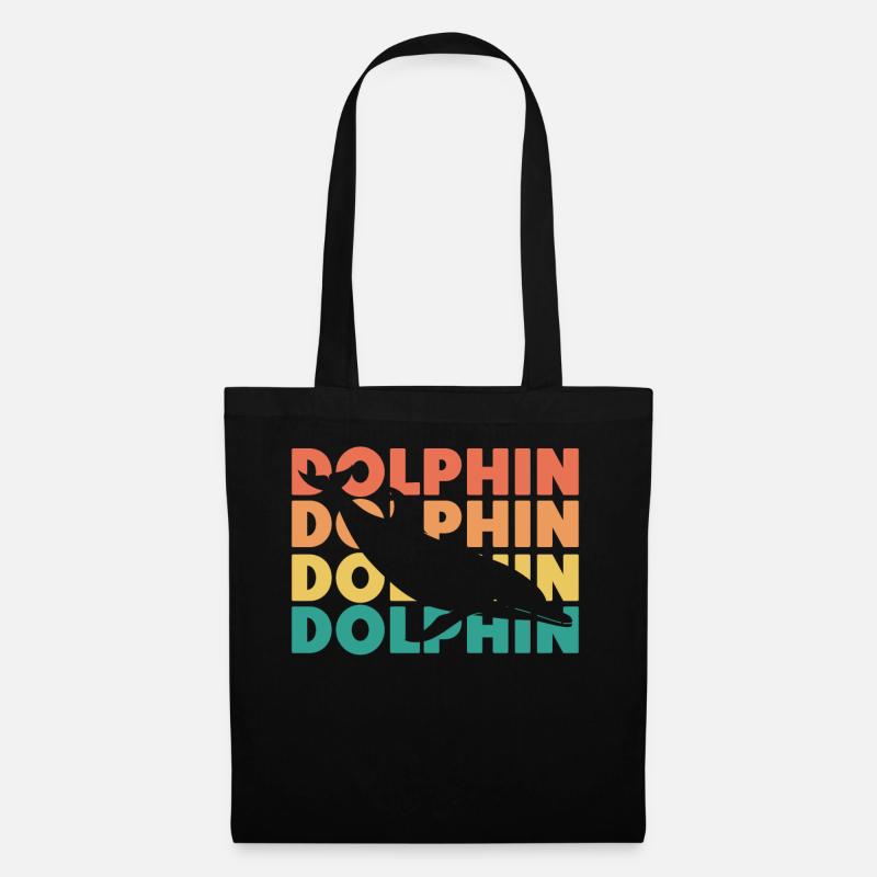 Dolphin Retro Vintage Dolphin - Stoffbeutel - Schwarz