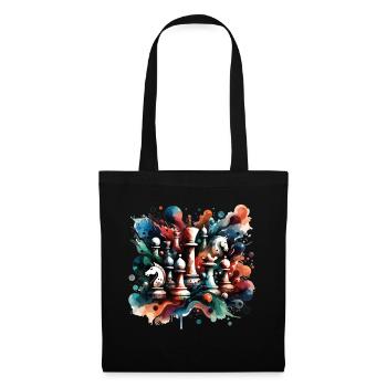 Pittoresque pièces d’échecs chemise d’échecs cadeau - Sac en tissu - noir - Devant