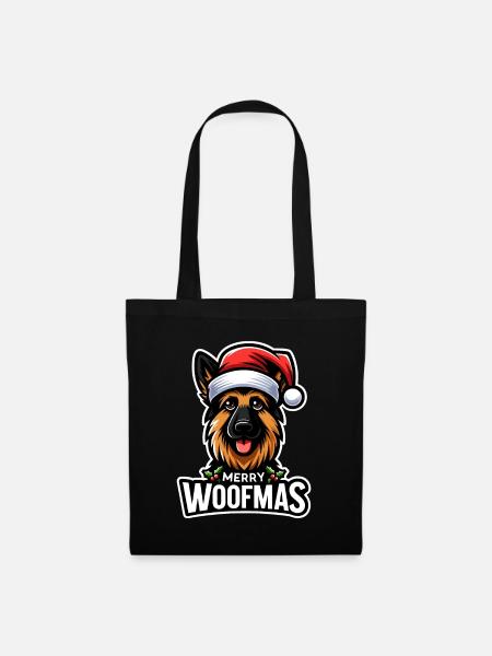 Weihnachtshund Frohe Woofmas Weihnachten Deutscher - Stoffbeutel - Schwarz