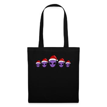 Weihnachtliche Alien Köpfe Lustiges Geschenk - Stoffbeutel - Schwarz - Vorne