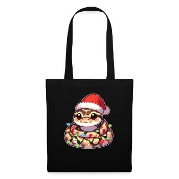 Père Noël chapeau Noël guirlandes lumineuses Python - Sac en tissu - noir - Devant