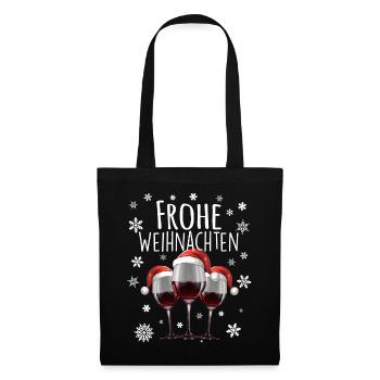 rotwein weinglas weihnachten - Stoffbeutel - Schwarz - Vorne