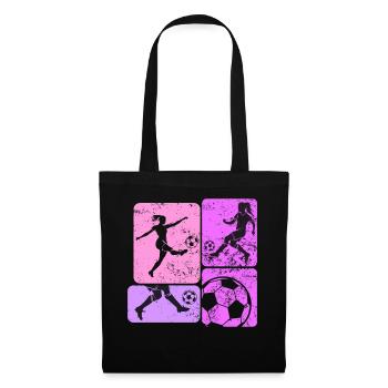 Frauenfußball, Fußball Frauen Soccer Damenfußball - Stoffbeutel - Schwarz - Vorne