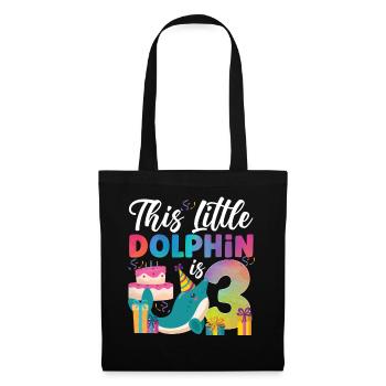 Dolphin 3rd Birthday Watercolor - Stoffbeutel - Schwarz - Vorne