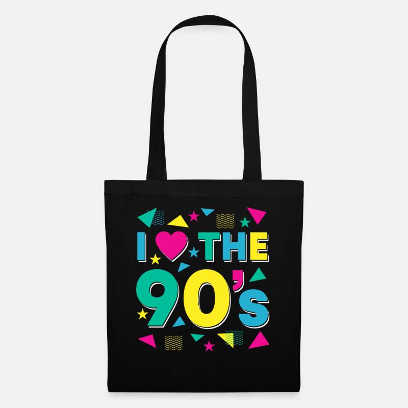 Gelbe 90er Retro Liebe Feier Laune - Stoffbeutel - Schwarz