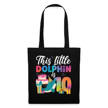 Dolphin 10th Birthday Watercolor - Stoffbeutel - Schwarz - Vorne