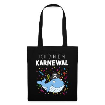 Ich bin ein Karnewal Karneval Konfetti Piraten - Stoffbeutel - Schwarz - Vorne