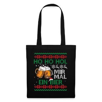 HO HO HOL MIR MAL EIN BIER Weihnachten - Stoffbeutel - Schwarz - Vorne