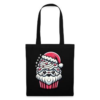 Sweet Christmas Greeting: Cupcake Santa - Tote Bag - black - Front