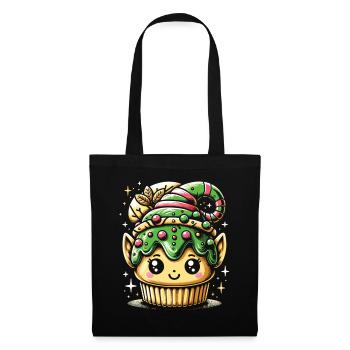 Sweet Elf Delight: Christmas Cupcake - Tote Bag - black - Front