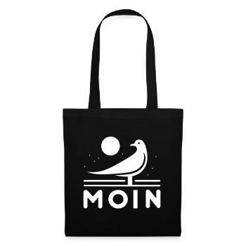 Moin Möwe Moin Sprüche Hamburg Moin Dialekt - Stoffbeutel - Schwarz - Vorne