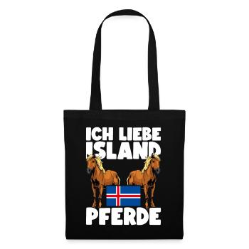 Islandpferd Island Pferde - Stoffbeutel - Schwarz - Vorne