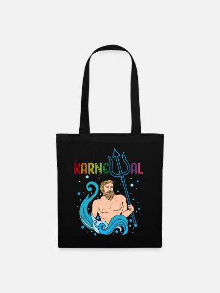 Karneval Fasching Konfetti Poseidon Fastelovend - Stoffbeutel - Schwarz