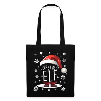 Weihnachten Durstiger Elf - Stoffbeutel - Schwarz - Vorne