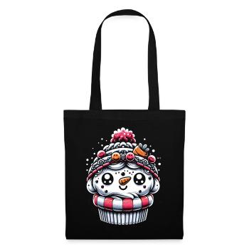 Frosty Delight Christmas Snowman Cupcake - Tote Bag - black - Front