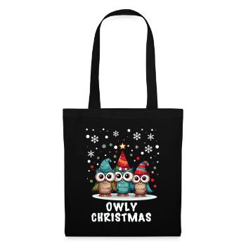 Cute Snow Owls Wish Merry Christmas - Tote Bag - black - Front
