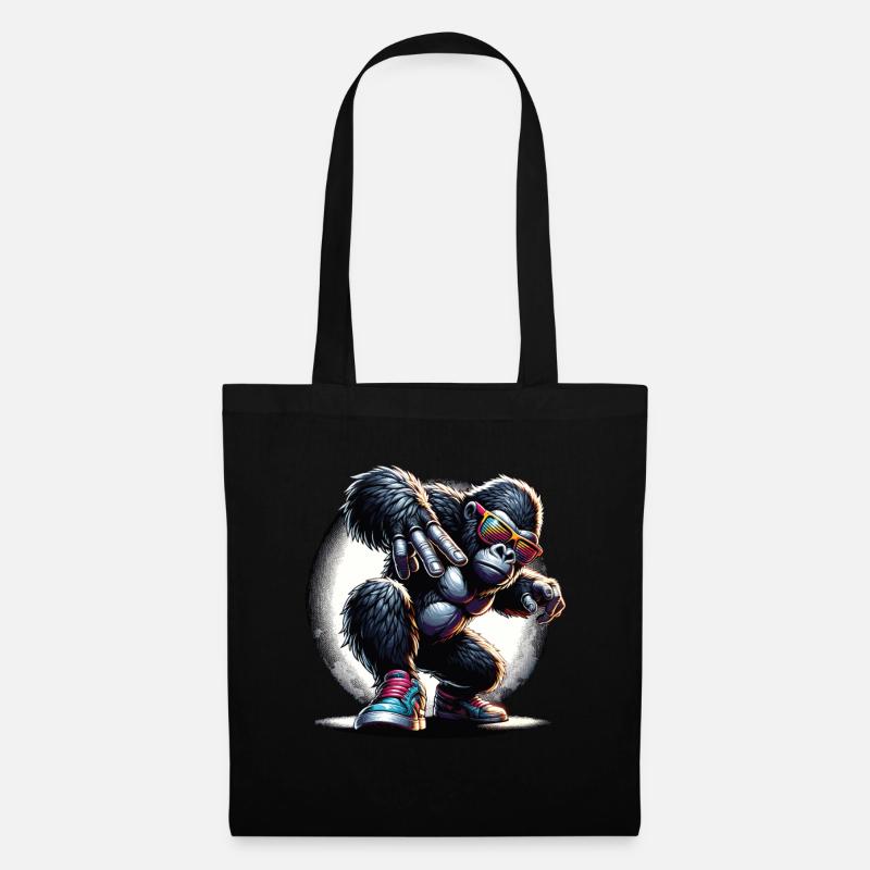 Gorilla mit Sonnenbrille - Stoffbeutel - Schwarz
