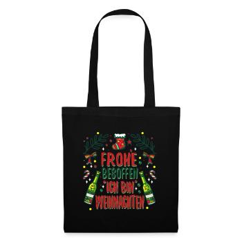 Frohe besoffen ich bin Weihnachten - Stoffbeutel - Schwarz - Vorne