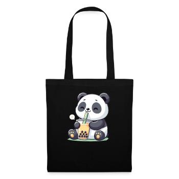 Kawaii Pandas Bubble Tea Boba Panda - Sac en tissu - noir - Devant