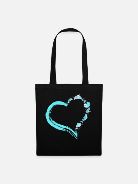 Dolphin Heart - Stoffbeutel - Schwarz