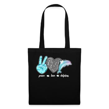 Dolphin Peace Love Dolphin - Stoffbeutel - Schwarz - Vorne
