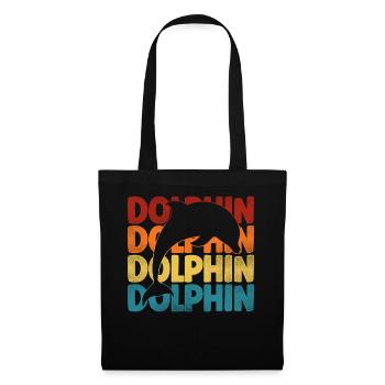 Dolphin Retro Vintage Dolphin - Stoffbeutel - Schwarz - Vorne