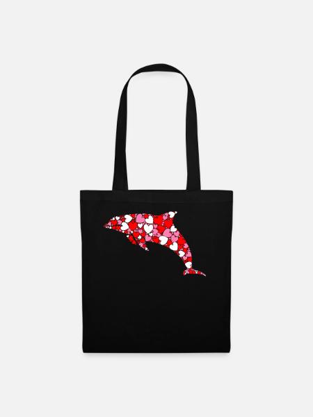 Dolphin Heart - Stoffbeutel - Schwarz