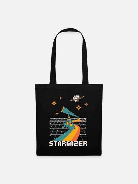 Sterngucker Astronomie Retrofutiristik Nachthimmel - Stoffbeutel - Schwarz