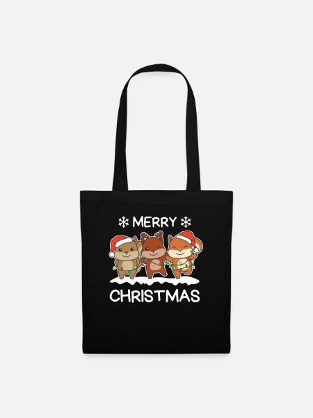 Frohe Weihnachten Eichhörnchen Heiligabend - Stoffbeutel - Schwarz
