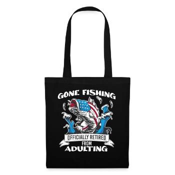 Officially Retired From Adulting Fishing Patriotic - Stoffbeutel - Schwarz - Vorne